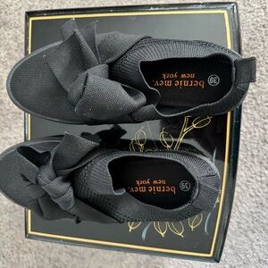 bernie mev. Black Knit Slip-On Shoes